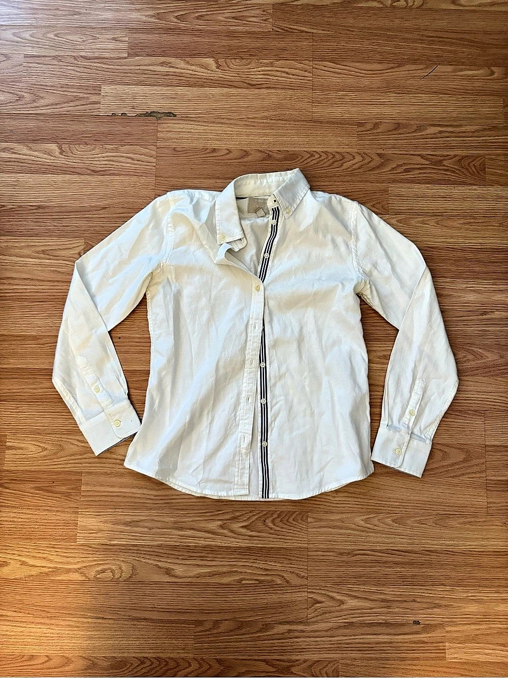 Banana Republic Oxford Shirt Striped Cotton Shirt in White Size Medium